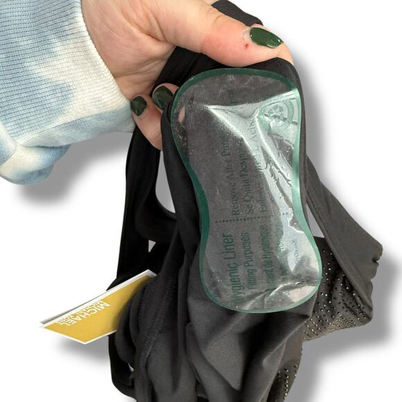 NEW Michael Kors Black Studded Crystal One Piece Swimsuit Size 8 Gems Rhinestone - Picture 6 of 7